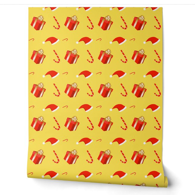Kerstcadeau doos Sinterklaas hoed snoep stok Behang (Afrollen)