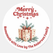 Kerstcadeau doos zelfgemaakt ronde sticker (Voorkant)