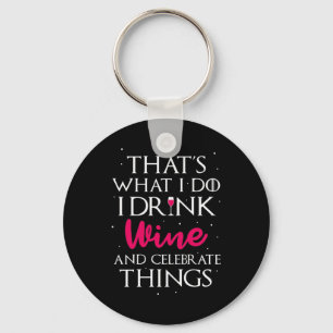Kerstcadeau Drink wijn en vier dingen Sleutelhanger