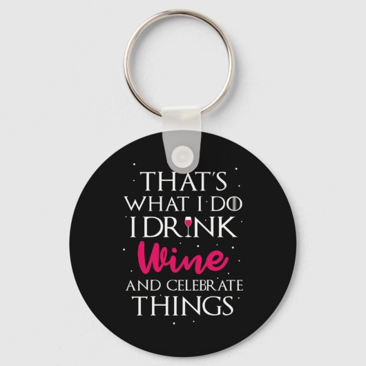 Kerstcadeau | Drink wijn en vier dingen Sleutelhanger (Voorkant)