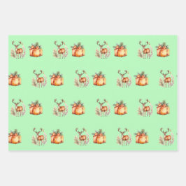 Kerstcadeau en herten inpakpapier vel