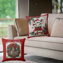 Kerstcadeau en Muis Worpkussen Kussen