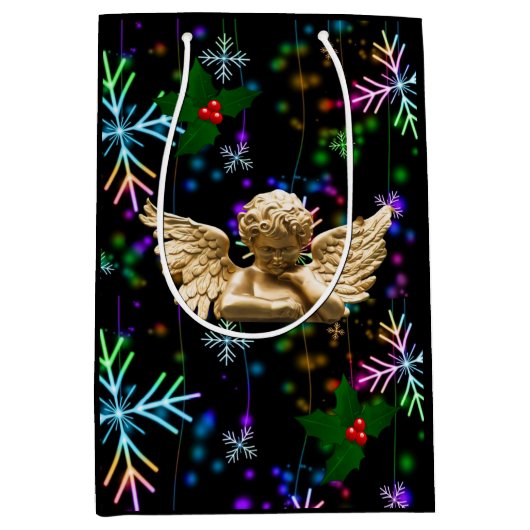 kerstcadeau, engelengel medium cadeauzakje (Voorkant)