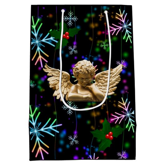 kerstcadeau, engelengel medium cadeauzakje (Achterkant)