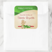 Kerstcadeau-etiket Gingerman Vierkante Sticker (Tas)