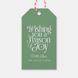 Kerstcadeau-etiket met de tekst Seizoen van vreugd Cadeaulabel