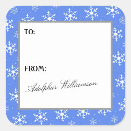 Kerstcadeau-etiket met meerdere sneeuwvlokken vierkante sticker
