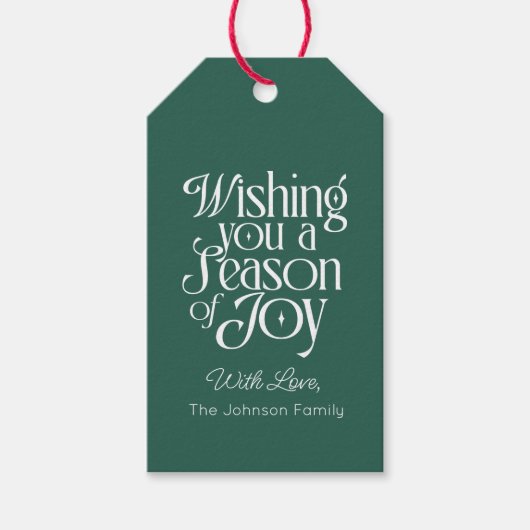 Kerstcadeau-etiket met naam Seizoen van vreugde Cadeaulabel (Voorkant)