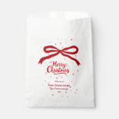 Kerstcadeau-etiket met rode strik bedankzakje (Voorkant)