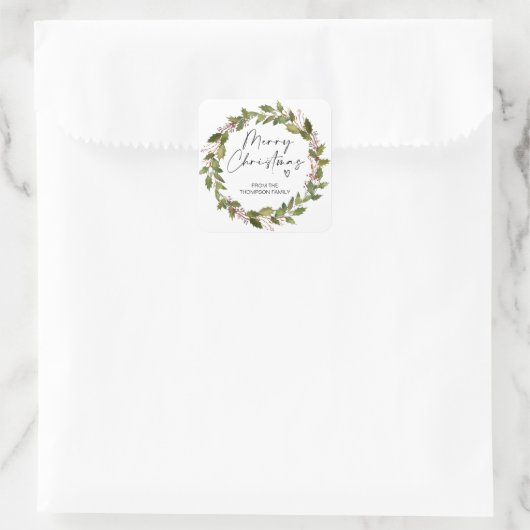 Kerstcadeau-etiket Rood Hulstkrans Stickers (Tas)