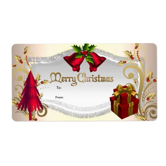 Kerstcadeau-etiket Rood Wit Kerstmis Etiket (Voorkant)