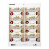 Kerstcadeau-etiket Rood Wit Kerstmis Etiket (Full Sheet)