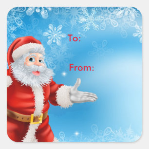 Kerstcadeau-etiketsticker-Santa Vierkante Sticker