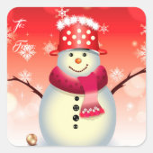 Kerstcadeau-etiketsticker-Snieuwman Vierkante Sticker (Voorkant)