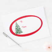 Kerstcadeau-etiketstickers-Boom Ovale Sticker (Envelop)