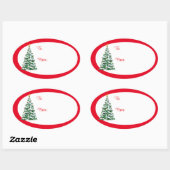 Kerstcadeau-etiketstickers-Boom Ovale Sticker (Vel)