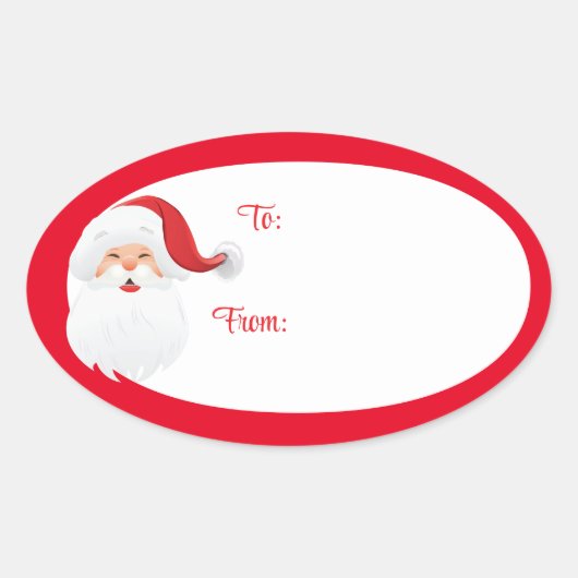 Kerstcadeau-etiketstickers-Kerstman Ovale Sticker (Voorkant)