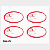 Kerstcadeau-etiketstickers-Kerstman Ovale Sticker (Vel)