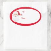 Kerstcadeau-etiketstickers-Kerstman Ovale Sticker (Tas)