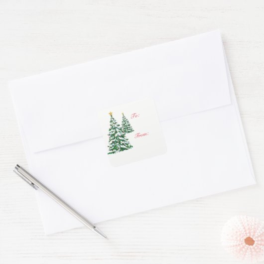 Kerstcadeau-etiketstickers Vierkante Sticker (Envelop)