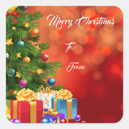 Kerstcadeau-etiketstickers Vierkante Sticker (Voorkant)