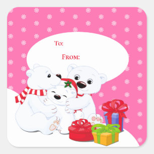 Kerstcadeau-etiketstickers Vierkante Sticker