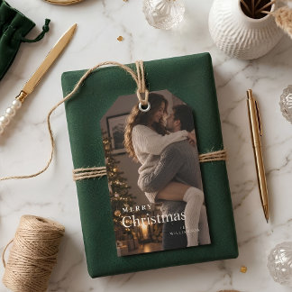 Kerstcadeau-etiketten | Moderne Trend Holiday-foto Cadeaulabel