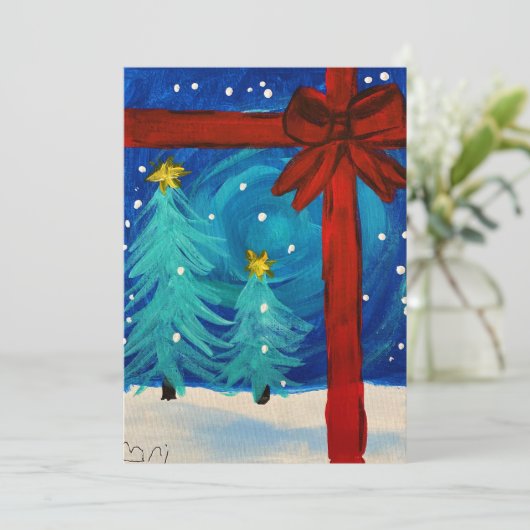 Kerstcadeau Feestdagenkaart (Staand voorkant)