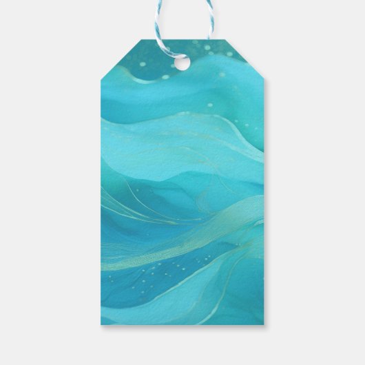 Kerstcadeau Foto Label Blue Waves Cadeaulabel (Achterkant)