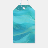 Kerstcadeau fotolabel Blauwe Golven Cadeaulabel (Achterkant)