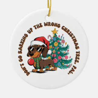 Kerstcadeau ga niet blaffen keramisch ornament