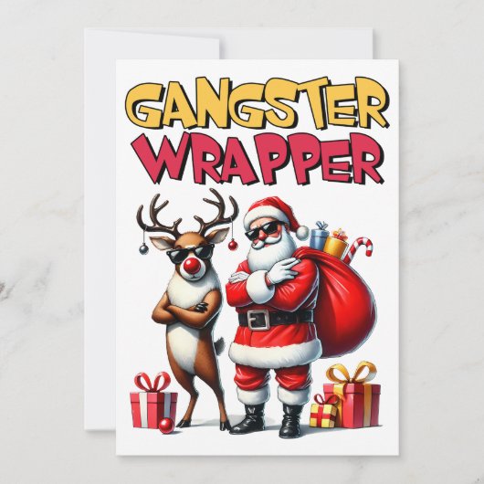 Kerstcadeau Gangster Verpakt Feestdagenkaart (Voorkant)