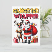 Kerstcadeau Gangster Verpakt Feestdagenkaart (Staand voorkant)