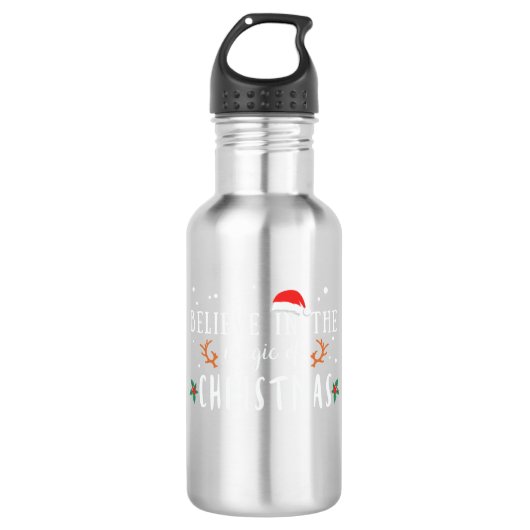 Kerstcadeau gelooft in de kerstavond waterfles (Voorkant)