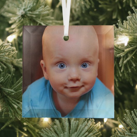 Kerstcadeau gepersonaliseerde familie foto glas ornament (Insitu)