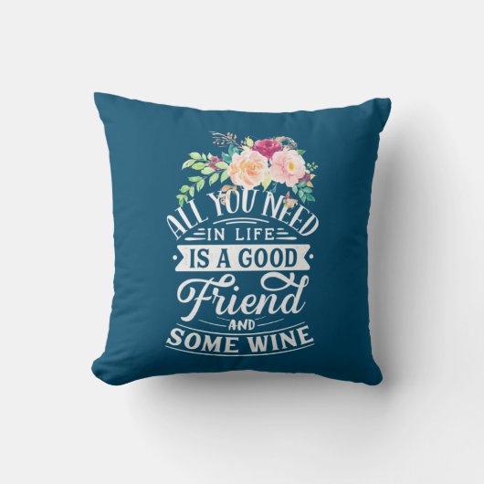 Kerstcadeau | Goede vriend en wat wijn Kussen (Voorkant)