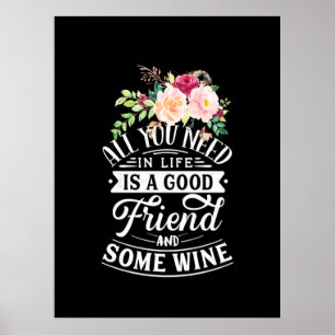 Kerstcadeau Goede vriend en wat wijn Poster