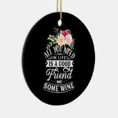 Kerstcadeau | Goede vriend en wijn Keramisch Ornament (Rechts)