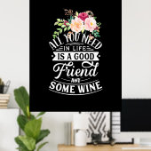 Kerstcadeau | Goede vriend en wijn Poster (Thuiskantoor)