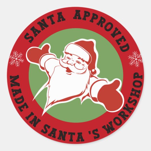 Kerstcadeau goedgekeurd door de Kerstman Rood Ronde Sticker (Voorkant)
