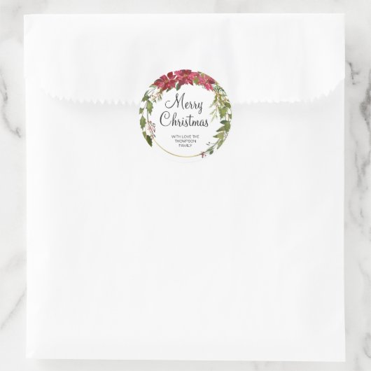 Kerstcadeau Groen Rood Krans Stickers (Tas)