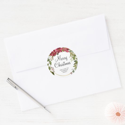 Kerstcadeau Groen Rood Krans Stickers (Envelop)