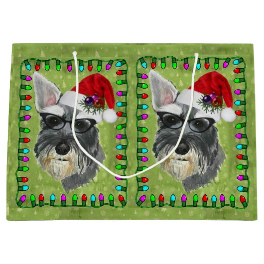 kerstcadeau groot - Schnauzer Cadeauzakje (Voorkant)