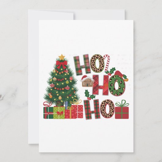 Kerstcadeau Ho Ho Ho Feestdagenkaart (Voorkant)