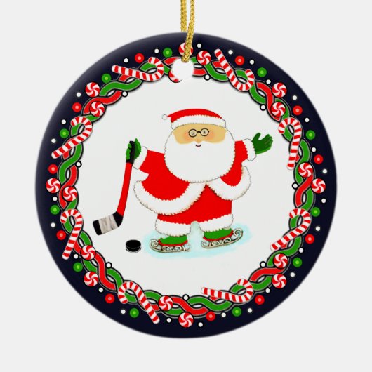Kerstcadeau-hockey keramische ornament (Voorkant)