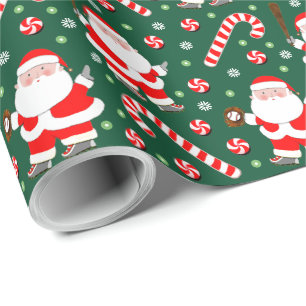 Kerstcadeau honkbal cadeaupapier