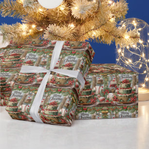 Kerstcadeau honkbal cadeaupapier