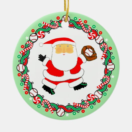 Kerstcadeau honkbal keramisch ornament (Voorkant)