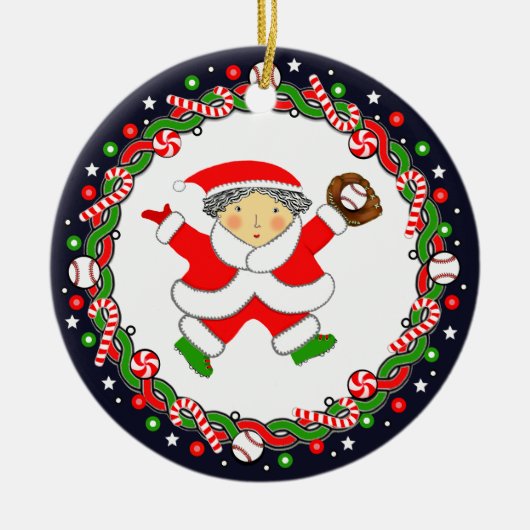 Kerstcadeau honkbal keramische ornament (Voorkant)