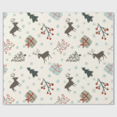 Kerstcadeau inpakpapier met rendieren, stippen (Vlak)